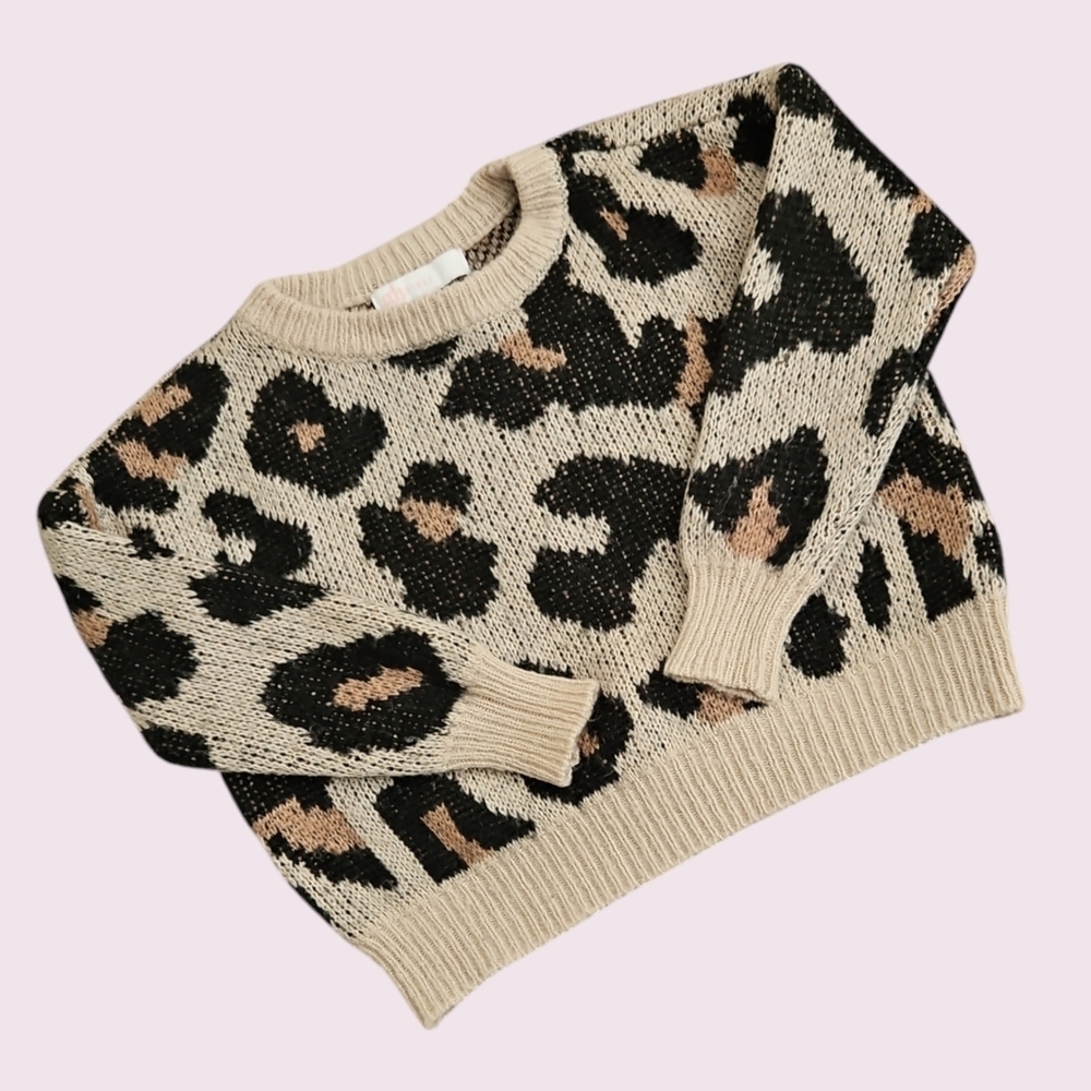 GB Girls Leopard Print Sweater Size 4
